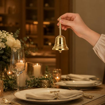 Small Brass Bell, Portable Dinner Bell Mini Hand Bells for Seniors Bedside, Musical Teacher, Wedding, Dinner, Meditation(8.3cm/3.3in)