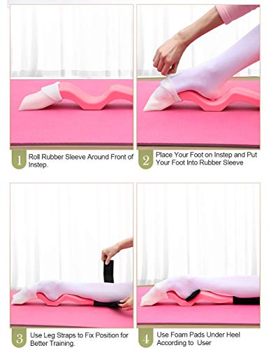 Daydance Kids Women Ballet Foot Stretcher Wooden Arch Enhancer Set with Resitance Bands, for Ballet, Gymnastics, Yoga - color: Pink -ABS, size: Length: 27 Inches-ABS Material