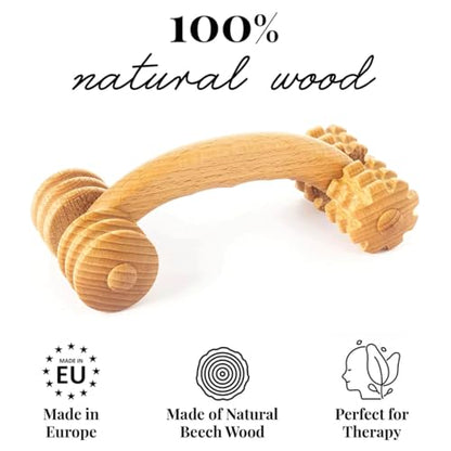 tuuli Accessories Back Massage Muscle Roller Tool Massager for Neck Shoulder Arms Legs Body Wooden 7 x 3 inches