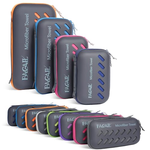 BAGAIL Camping Towel with EVA Case, Compact & Ultra Soft Microfiber Travel Towel - Super Absorbent & Lightweight Quick Dry Towels for Sports, Beach, Gym, Backpacking, Hiking and Yoga - color: Fushcia, size: S - 20" x 40"