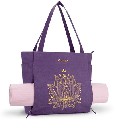 Gonex Yoga Mat Bag with Zipper Mat Carrier Canvas Gym Tote | Durable Canvas, Zipper Closures Prevent Slipping, Quick Access, Bottle Holder, Fits Yoga Blocks, Gym & Travel Use - color: Purple, size: Classic (15.5×5.5×14.5inch)