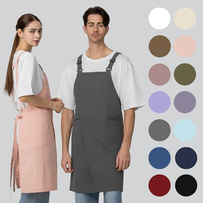 Unisex Waterproof Apron Restaurant Cooking Cafè Flower Shop Baking Kitchen Length Adjustable - color: Sky Blue