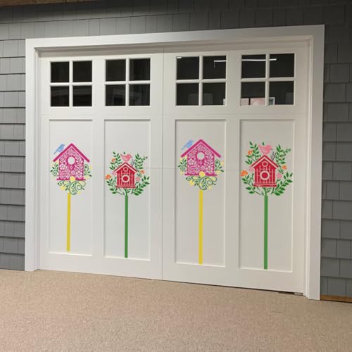 Large Stencils for Painting Walls Bird House Stencil | Reusable Stencil for Wood Fence Room Wall Window Glass - style: Bird House