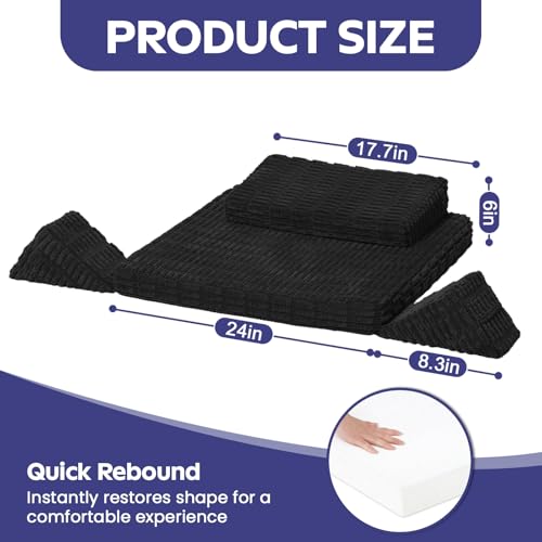 Meditation Cushion, Meditation Mat with Knee Support, Ink Black - color: Ink Black, size: 24X24X2 Inch