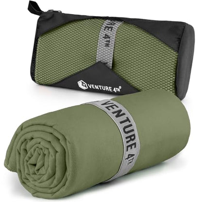 VENTURE 4TH Quick Dry Microfiber Towel for Camping & Gym - Army Green XL - color: Army Green, size: 72.00" x 31.50"