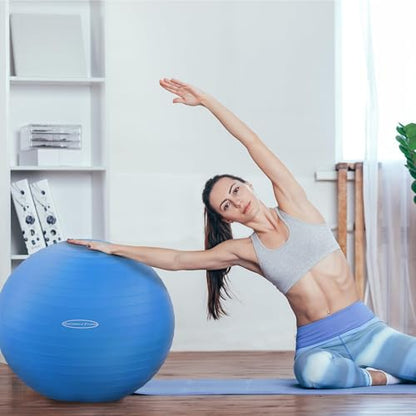 Fitvids Anti-Burst and Slip Resistant Exercise Ball Yoga Ball Fitness Ball Birthing Ball with Quick Pump - color: Blue, size: M(19-22in/48-55cm)