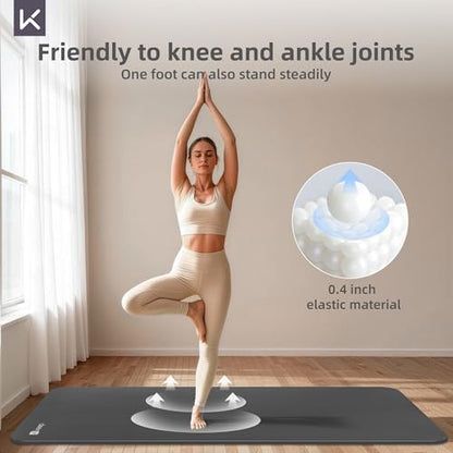 KEEP Extra Thick NBR Yoga Mat for Women & Men, 10mm Thick, 72”x32” Large Exercise Mat with Non-Slip Workout Mat for Yoga, Pilates, Stretching, Meditation – Wide & Cushioned Fitness Mat - color: Grey