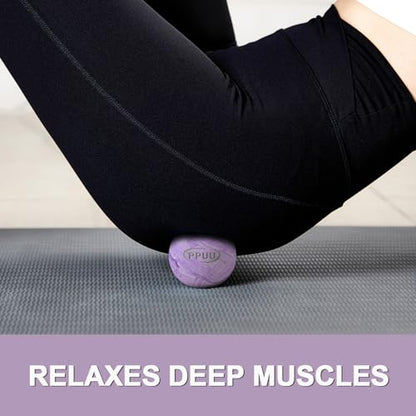 Massage Lacrosse Ball, 2.5 Inch Firm Solid Rubber Deep Tissue Ball for Myofascial Release, Plantar Fasciitis & Muscle Knot Relief, for Foot, Glutes, Shoulder Blades, Calves, 1 Count Purple-02 - color: Purple-02