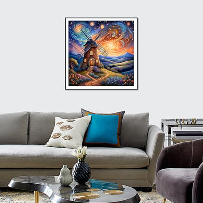 Acudotr Windmill House Diamond Painting Kits for Adults, 5D DIY Diamond Art Kits for Beginners, Full Drill Diamond Painting Kits for Home Wall Decor, 12x12 Inch