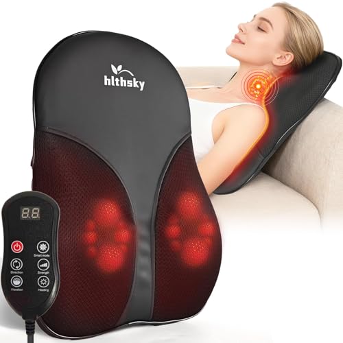 Shiatsu Back and Neck Massager for Pain Relief Deep Tissue, 3D Kneading Lower Back Massager Pillow with Vibration Airbag for Back Neck Shoulder and Legs, Gifts for Mom,Dad,Women - color: Black-03