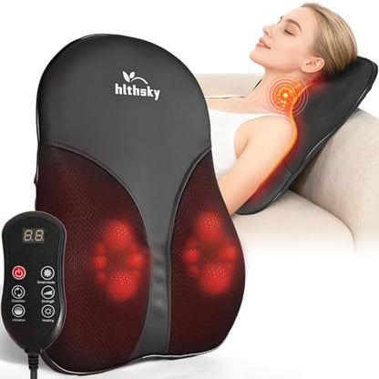 Shiatsu Back and Neck Massager for Pain Relief Deep Tissue, 3D Kneading Lower Back Massager Pillow with Vibration Airbag for Back Neck Shoulder and Legs, Gifts for Mom,Dad,Women - color: Black-03
