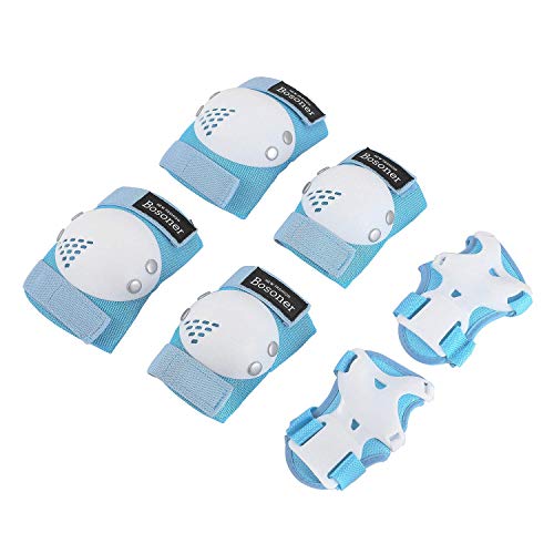 BOSONER Kids/Youth Knee Pad Elbow Pads for Roller Skates Cycling BMX Bike Skateboard Inline Rollerblading, Skating Skatings Scooter Riding Sports - color: Blue / White, size: Small (3-7 years)