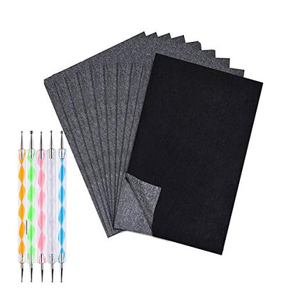 Yesallwas 100 Sheets A4 Black Graphite Transfer Carbon Paper for Wood, Paper, Canvas and Other Art Surfaces with 5 Pieces Double Ended Tracing Stylus (Black) - color: A4 Black