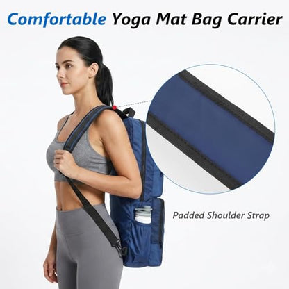 VISEMAN Yoga Mat Bag Carrier Waterproof Yoga Backpack with Multi Pockets, Lightweight Adjustable Yoga Bag for Mat, Yoga Blocks, Yoga Accessories - color: Navy Blue