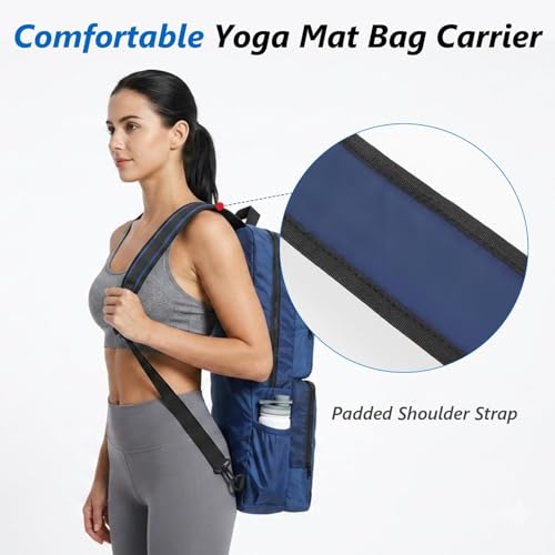 VISEMAN Yoga Mat Bag Carrier Waterproof Yoga Backpack with Multi Pockets, Lightweight Adjustable Yoga Bag for Mat, Yoga Blocks, Yoga Accessories - color: Navy Blue