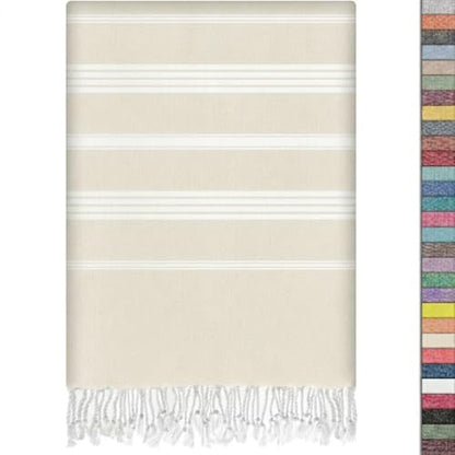 EPHESUS TOWELS Turkish Beach Towel - 38x70 inch Oversized - Sultan Design - Turkish Towel for Beach, Bath, Pool, Gym, Yoga - Prewashed, Lightweight, Quick Dry (Ecru) - color: Ecru