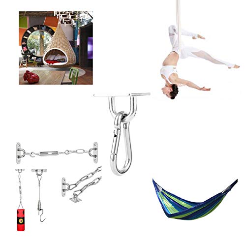 2 Set M8 Ceiling & Wall Mount Hanging Hardware Fitting Set 304 Stainless Steel Heavy Duty Square Pad Eye Plate + Snap Hook for Yoga Hammock Chair Swings Marine Yacht Boat Accessories - size: M8 Square Pad