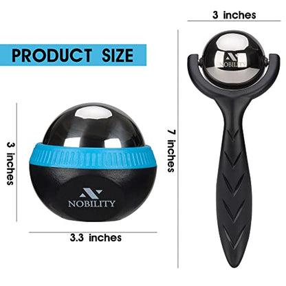 Nobility Massage Ball Roller– Ice Cold and Hot for Deep Tissue and Sore Muscle Relief of Stiffness and Stress, Body, Neck, Back, Foot, Plantar (Black) - color: Black
