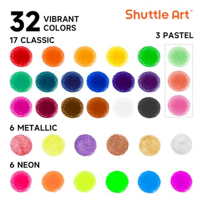 Shuttle Art Tempera Paint Sticks 32 Colors, Kids Safe, Washable Mess-Free (Pack of 2) - color: Multicolor