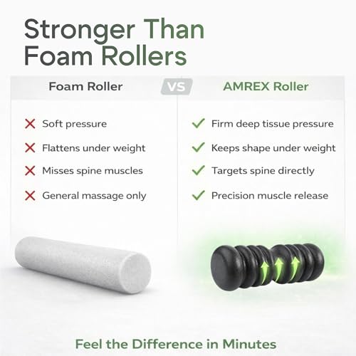 Back Pain Relief Roller – Deep Tissue Spine Roller for Lower Back, Firm Muscle Recovery & Fascia Release Tool, Posture Support & Home Stretching Device