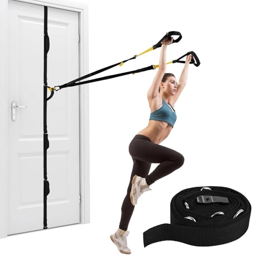 Door Anchor Strap for Resistance Bands, Multi-Point Door Exercise Anchor, Portable Anchor Gym Attachment with 5 Fixed Loops, Heavy Duty Home Gym Workout Equipment