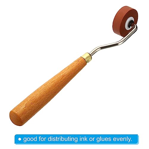 PATIKIL 0.4 Inch Rubber Roller Brayer, Anti Skid Hard Rubber Roller Tools for Wallpaper Art Craft Printing Printmaking Ink Stamping Tape Construction, Red - size: 0.4 Inch