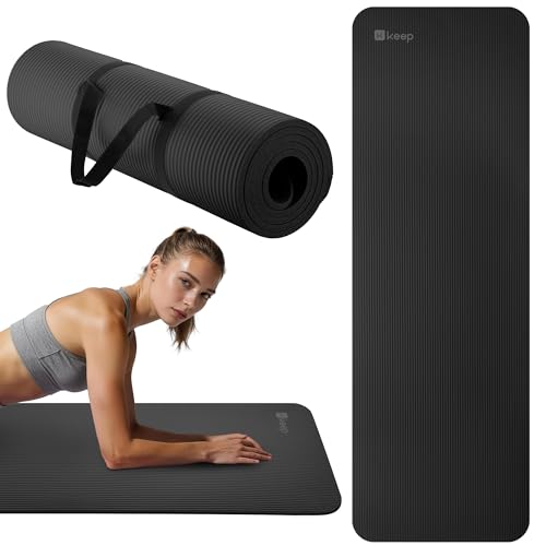 KEEP Extra Thick NBR Yoga Mat - color: Black, size: 72”x24”x10mm