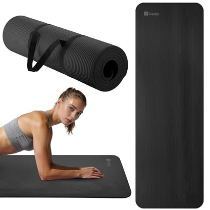 KEEP Extra Thick NBR Yoga Mat - color: Black, size: 72”x24”x10mm