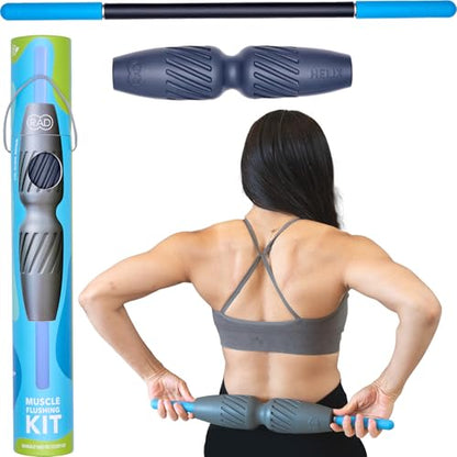 RAD 2-in-1 Muscle Flushing Kit – Includes Exercise Foam Roller & Massage Roller Stick – Deep Tissue Myofascial Release, Muscle Recovery Tools for Mobility & Performance - style: Flushing Kit