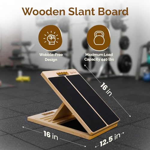 Portable Wooden Slant Board for Calf Stretching with Resistance Bands | 400 Lbs Weight Capacity Incline Board for Calf Stretcher, Calf Stretch Board for Knees Ankle Heel Feet Leg