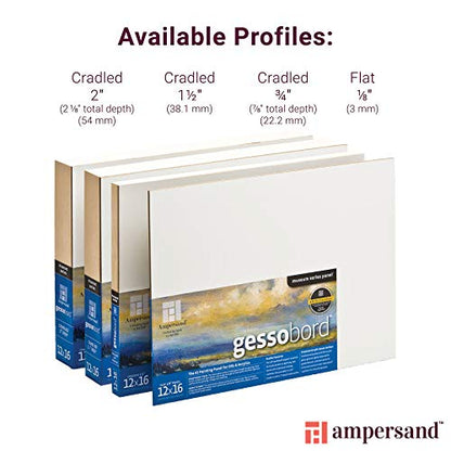 Ampersand Art Supply Gesso Wood Painting Panel: Museum Series Gessobord, 6" x 6", 1/8" Flat Profile, Pack of 40 - size: 6" x 6" (Pack of 10)