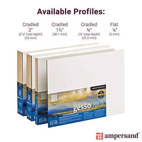 Ampersand Art Supply Gesso Wood Painting Panel: Museum Series Gessobord, 6" x 6", 1/8" Flat Profile, Pack of 40 - size: 6" x 6" (Pack of 10)