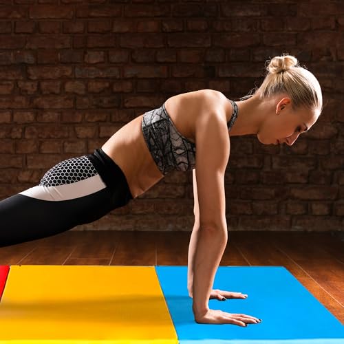 BalanceFrom 6x2 Feet 3-Panel Folding Gymnastics Mat – 2-Inch Thick Pad with Vinyl Surface and Carrying Handles for Tumbling, Yoga, Pilates, Home Workouts, and Martial Arts - color: Multi-Color