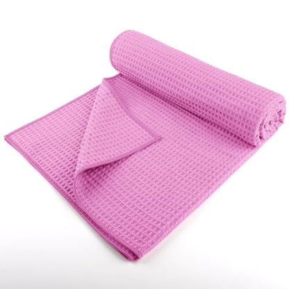 HOMEXCEL 2PK Yoga Mat Towels for Hot Workout, Ultra-Absorbent, 26.5" x 72" - color: Blue/Pink