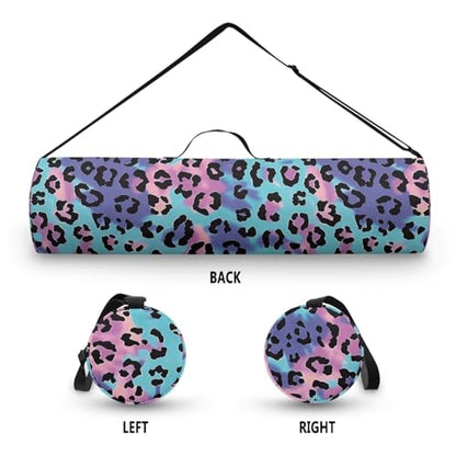 Yoga Mat Bag for Women & Men Full-Zip Yoga Mat Carrier Bag for Class Workout Park with Adjustable Strap - color: Blue Purple Leopard