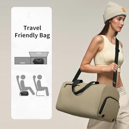 Handbag for Women Yoga Bag Large Capacity Yoga Pad Buckle with Shoe Compartment Water Bottle Sports Gym Bag Travel - color: B04-khaki