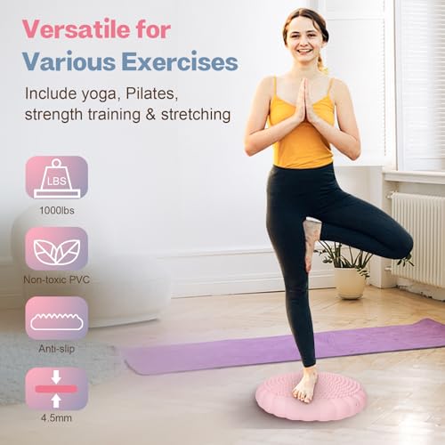 kisnbld Wobble Cushion, Balance Disc with Pump, Core & Posture Training - color: 1Pink