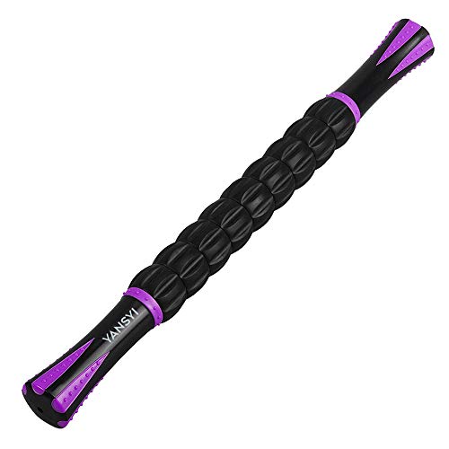 YANSYI Professional 9-Roller Deep Tissue Massage Stick - Portable Muscle Recovery Roller for Athletes, Relieves Post-Workout Soreness & Leg/Back Pain - Portable Physio Tool (Purple) - color: Purple