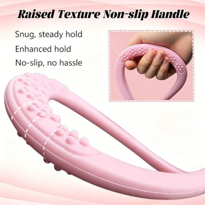 Silicone Figure 8 Resistance Band for Shoulder Back Stretch | 8-Shaped Resistance Band, Thickened Seamless Silicone, Portable Pilates Home Office Travel Use, For Men & Women, Pink