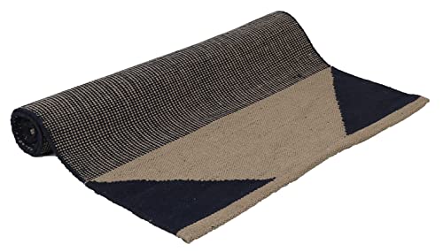 KD Willmax Yoga Mat Towel Non Slip Cotton Rug Blanket Cover with Pockets - color: GREY-NAVY