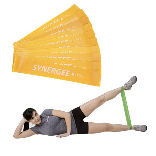 Synergee Mini Loop Bands – Resistance Bands for Home or Gym - color: b) Yellow 10 Pack
