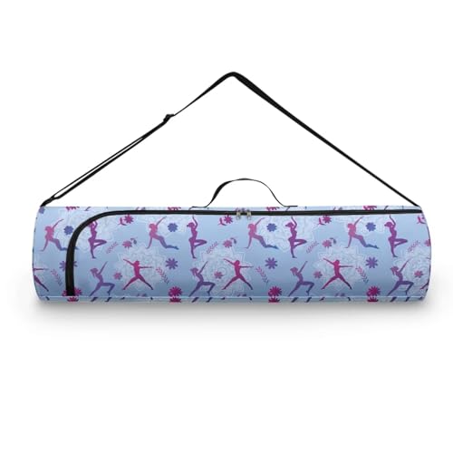 Yoga Mat Bag Portable Yoga Mat Holder with Adjustable Strap Lighweight Gym Tote Bag with Handle - color: Yoga Theme Blue