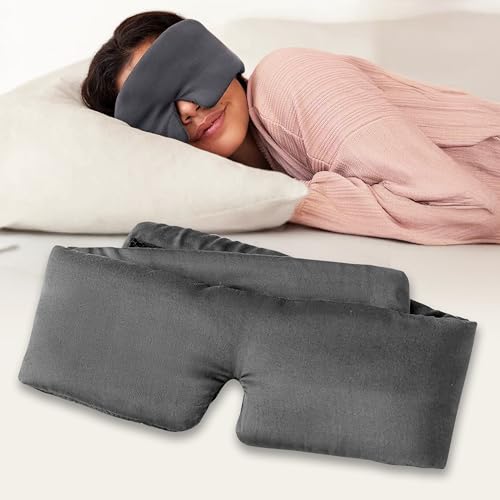 Baloo Silk Weighted Sleep Mask, Grey, Eye Mask with Amethyst Crystal - color: Grey With Amethyst Crystal