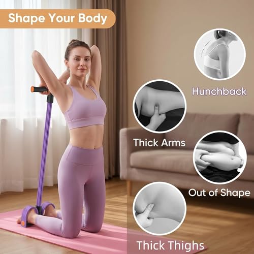 Upgraded Durable 6-Tube Pedal Resistance Strap with Handle, Natural Rubber Fitness Resistance Strap, Multifunctional Fitness Strap, Suitable for Abdominal, Waist, arm, and Leg Shaping Training - color: Purple