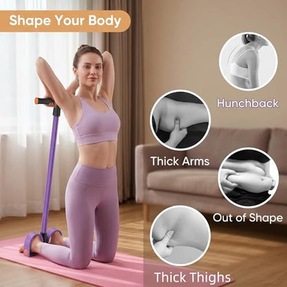 Upgraded Durable 6-Tube Pedal Resistance Strap with Handle, Natural Rubber Fitness Resistance Strap, Multifunctional Fitness Strap, Suitable for Abdominal, Waist, arm, and Leg Shaping Training - color: Purple