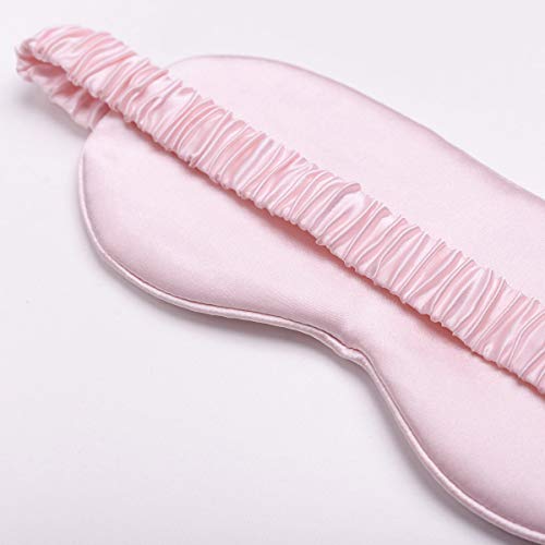 Silk Sleep Mask Light Blocking Luxury 100% Mulberry 19mm Silk Eye Mask Eye Cover Blindfold Ultra Soft Light & Comfy Anti Aging Skin Care with Travel Bag Gift Package - color: Pink