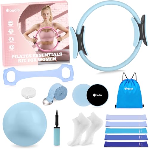 Hoedia Pilates Kit for Women, Pilates Equipment Ring and Ball Set - color: Blue