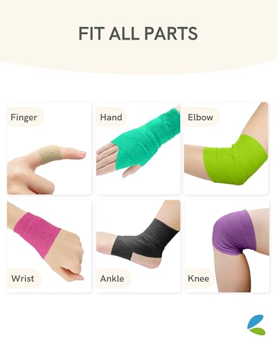 FriCARE Self Adhesive Bandage Wrap, Medical Tape in First Aid Kit | Elastic Cohesive Bandages for Sports/Vet/Wrist Ankle Wounds, 2 Inches X 5 Yards, Latex-free 6 Rolls, Royal Garnet - color: Royal Garnet