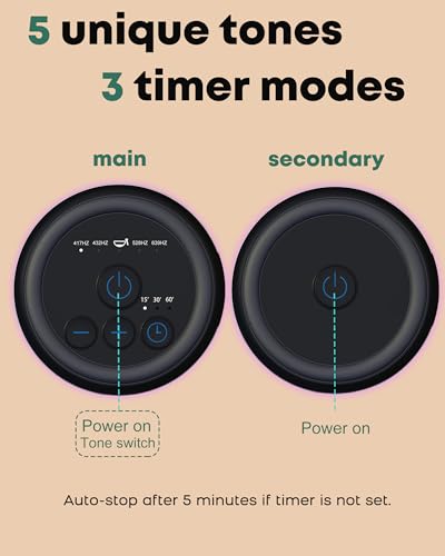 Sound Frequency Instruments, Meditation Tone TWS Machine- Solfeggio Bath Device for Yoga, Mindfulness, Singing Therapy System of Chakra Relaxation and Stress 5 Tones, 3 Timer Modes - color: Black