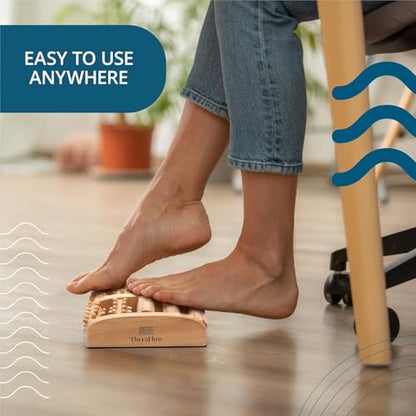TheraFlow Foot Massager for Plantar Fasciitis Relief - Mom Gifts for Women & Gifts for Dad, Wooden Foot Roller Massager with Deep Tissue & Reflexology Nubs (Includes Reflexology Chart) - size: X-Large